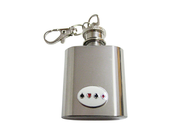 Gambling Card Suits 1 Oz. Stainless Steel Key Chain Flask