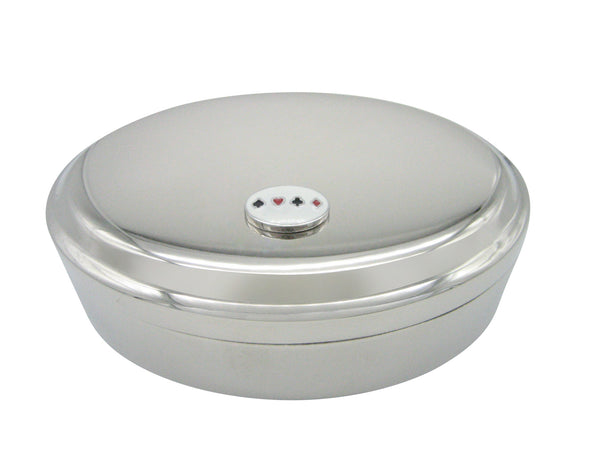 Gambling Card Suits Pendant Oval Trinket Jewelry Box