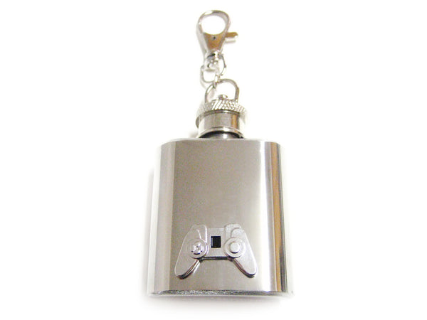 1 Oz. Stainless Steel Key Chain Flask with Game Controller Pendant