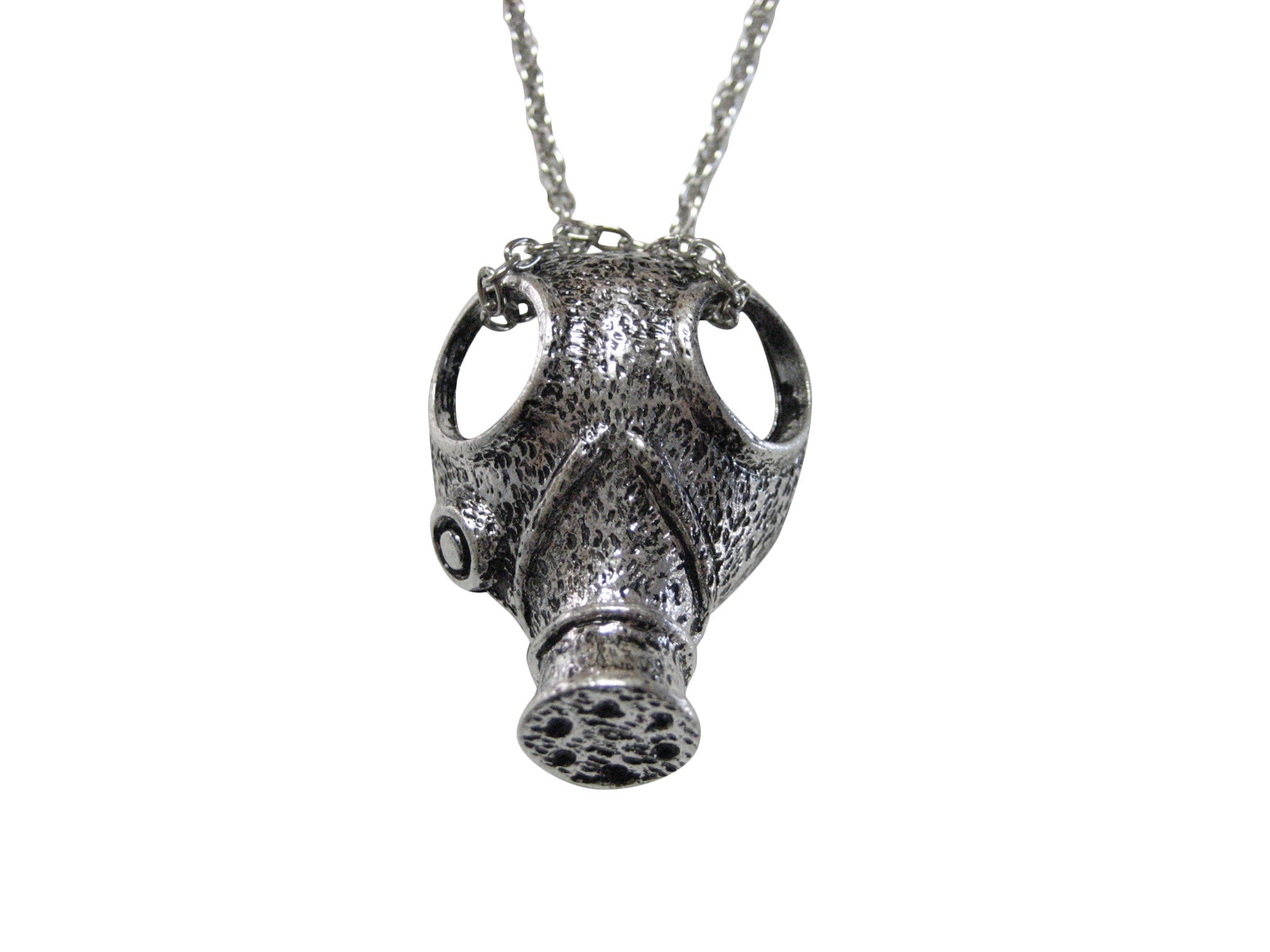 Textured Gas Mask Pendant Necklace