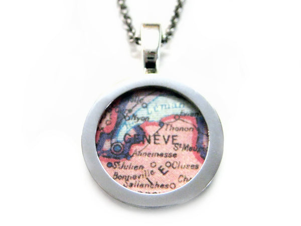 Geneva Map Pendant Necklace