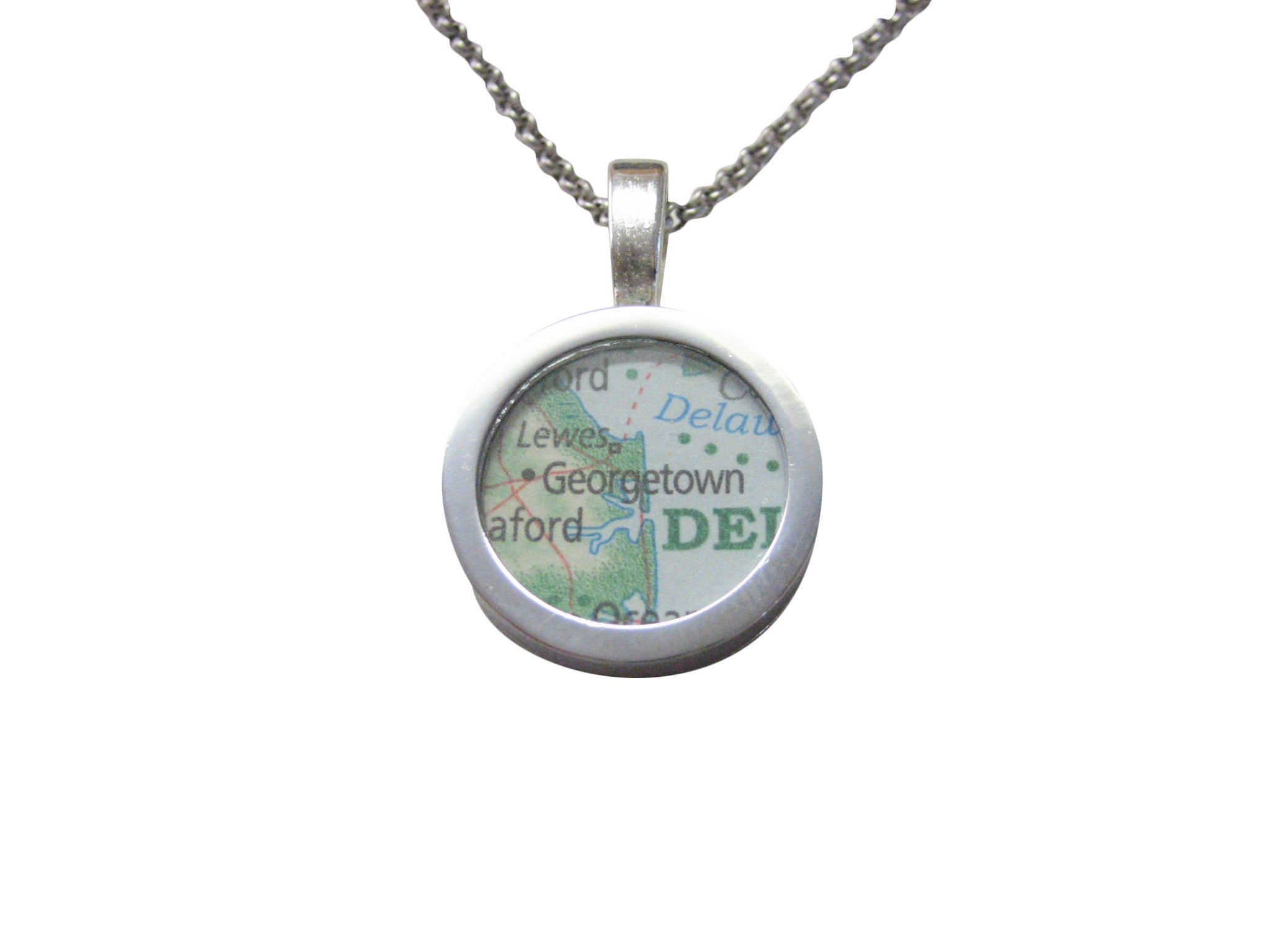 Georgetown Delaware Map Pendant Necklace