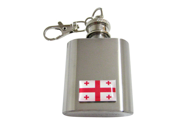Georgia Country Flag 1 Oz. Stainless Steel Key Chain Flask