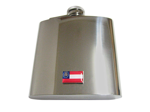 Georgia State Flag Pendant 6 Oz. Stainless Steel Flask