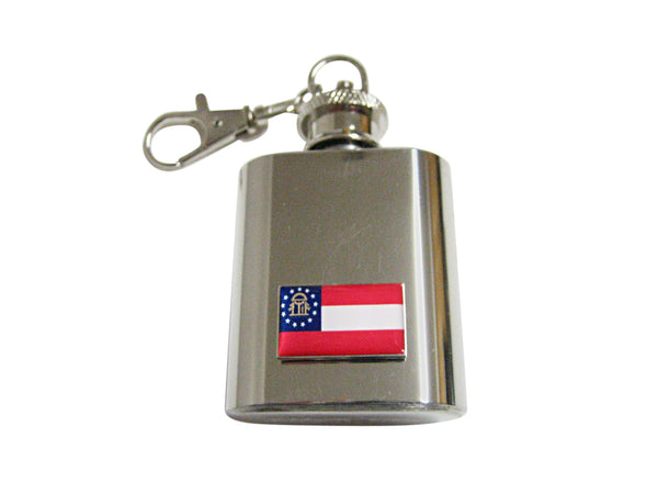 Georgia State Flag Pendant 1 Oz. Stainless Steel Key Chain Flask