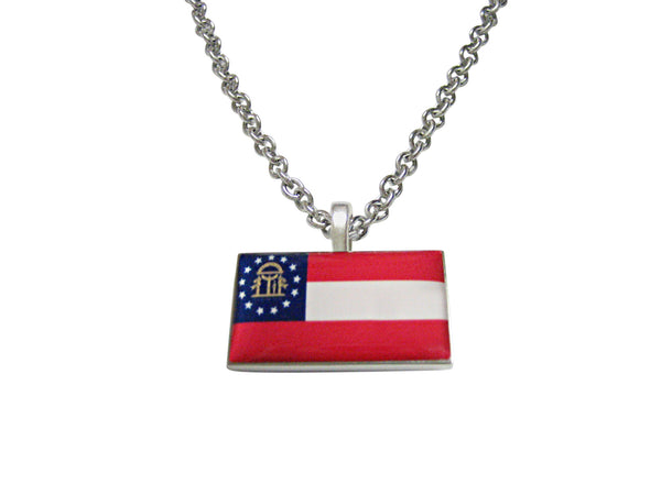 Georgia State Flag Pendant Necklace