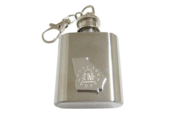Georgia State Map Shape and Flag Design 1oz Keychain Flask
