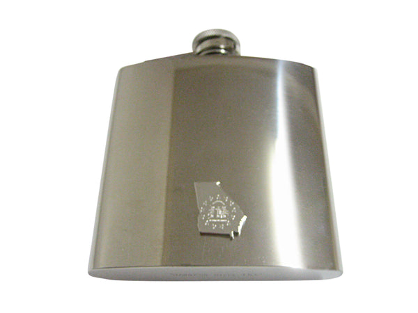 Georgia State Map Shape and Flag Design 6 Oz. Stainless Steel Flask