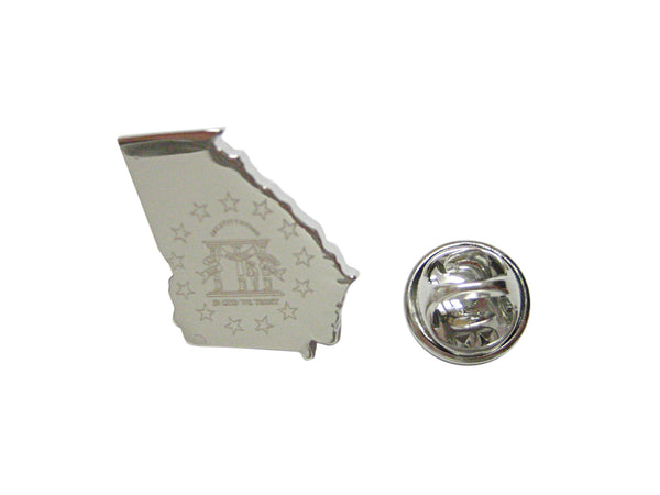 Georgia State Map Shape and Flag Design Lapel Pin