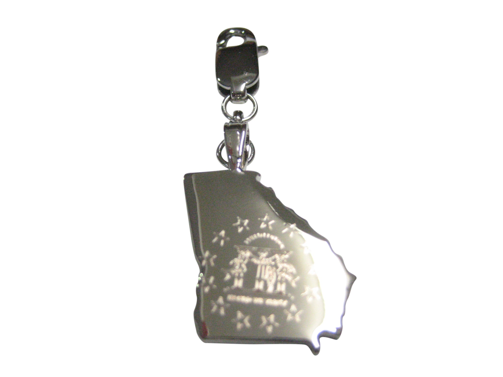 Georgia State Map Shape and Flag Design Pendant Zipper Pull Charm