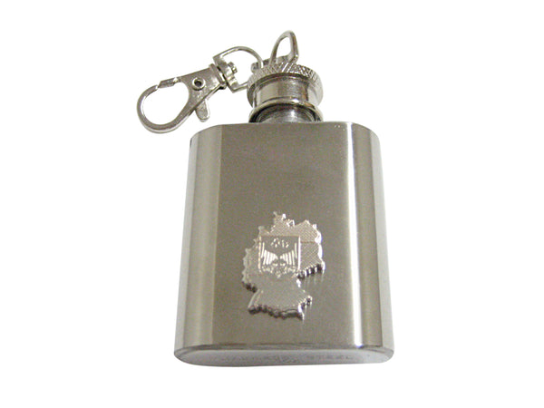 Germany Map Shape and Flag Design 1 Oz. Stainless Steel Key Chain Flask