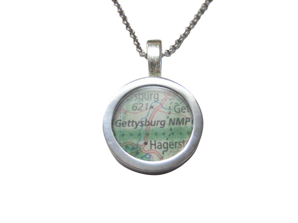 Gettysburg National Military Park Map Pendant Necklace
