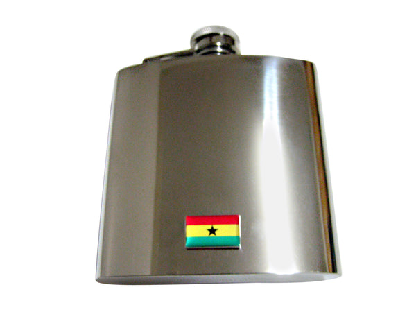 Ghana Flag Pendant 6 Oz. Stainless Steel Flask