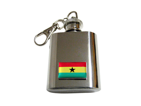 Ghana Flag Pendant 1 Oz. Stainless Steel Key Chain Flask