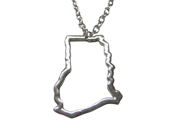 Silver Toned Ghana Map Outline Pendant Necklace