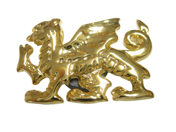 Glossy Gold Toned Welsh Dragon Magnet