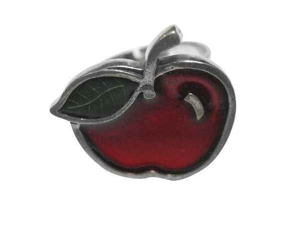 Glossy Red Apple Adjustable Size Fashion Ring