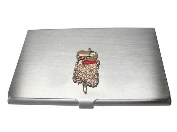 Gold Toned Anatomical Medical Intestines Stomach Business Card Holder