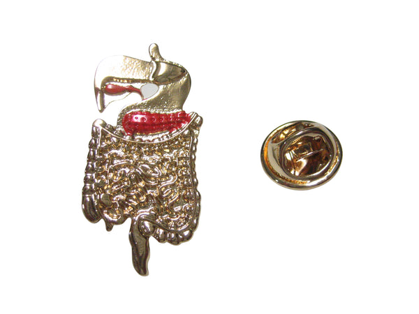 Gold Toned Anatomical Medical Intestines Stomach Lapel Pin