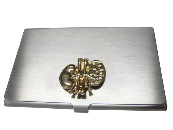 Gold Toned Anatomical Medical Nephrologists Kidney Business Card Holder