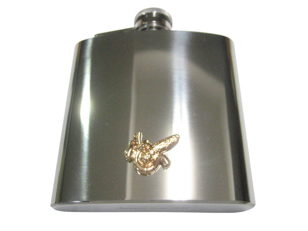 Gold Toned Anatomical Pancreas 6oz Flask