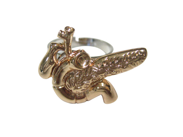 Gold Toned Anatomical Pancreas Adjustable Size Fashion Ring