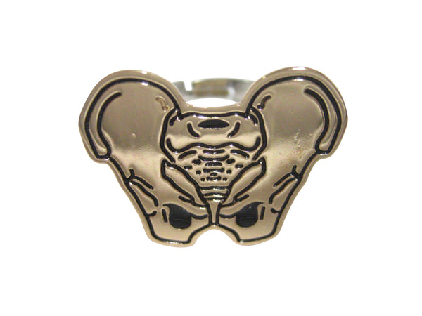 Gold Toned Anatomical Pelvis Adjustable Size Fashion Ring