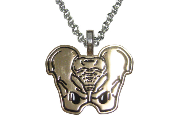 Gold Toned Anatomical Pelvis Pendant Necklace