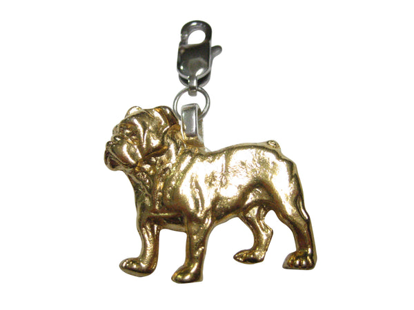 Gold Toned British Bulldog Pendant Zipper Pull Charm