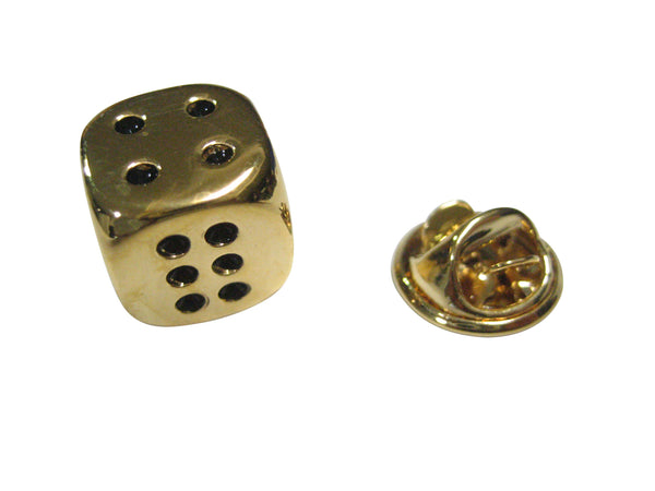 Gold Toned Dice Lapel Pin