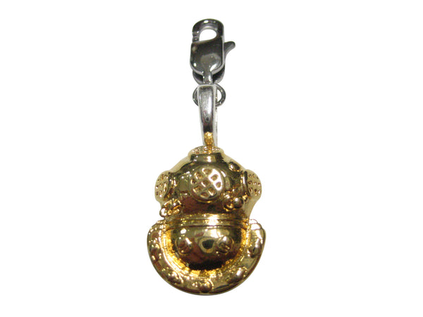 Gold Toned Divers Diving Helmet Pendant Zipper Pull Charm
