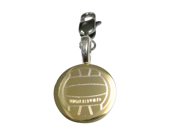 Gold Toned Etched Round Water Polo Ball Pendant Zipper Pull Charm
