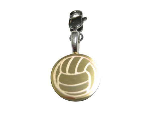 Gold Toned Etched Volleyball Pendant Zipper Pull Charm