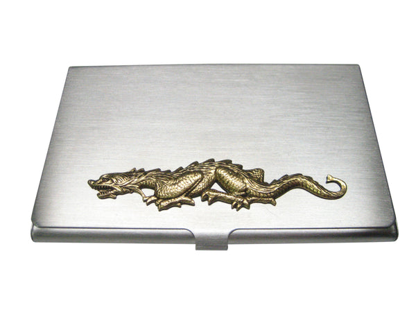 Gold Toned Fierce Dragon Business Card Holder
