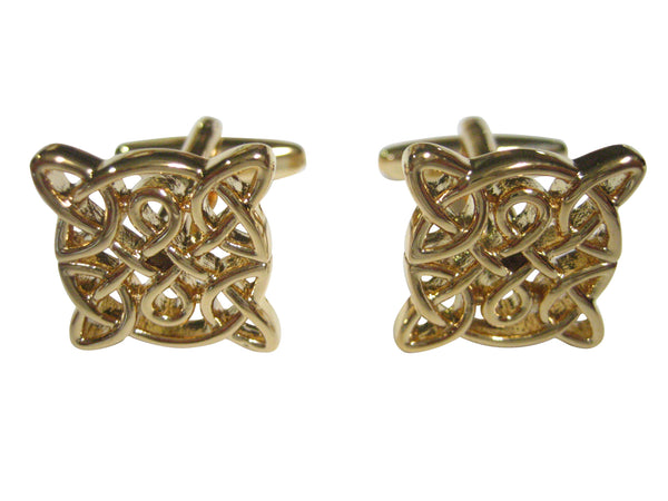 Gold Toned Intricate Square Celtic Design Cufflinks