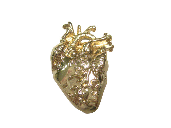 Gold Toned Large Anatomical Heart Magnet
