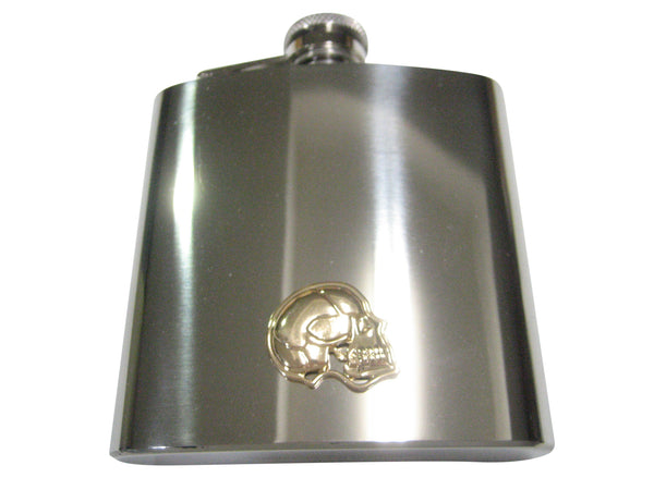Gold Toned Large Anatomy Skull 6oz Flask
