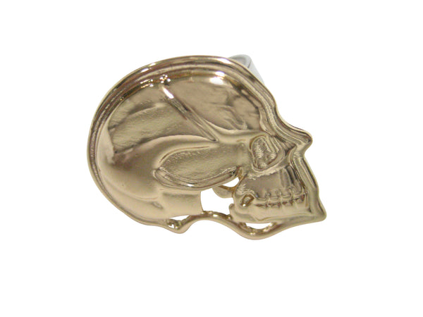 Gold Toned Large Anatomy Skull Adjustable Size Fashion Ring