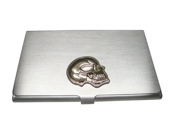 Gold Toned Large Anatomy Skull Business Card Holder
