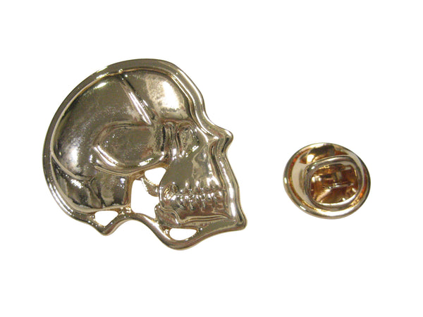 Gold Toned Large Anatomy Skull Lapel Pin