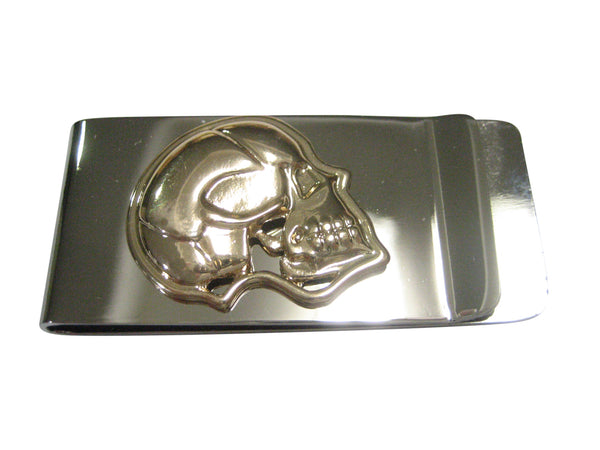 Gold Toned Large Anatomy Skull Money Clip