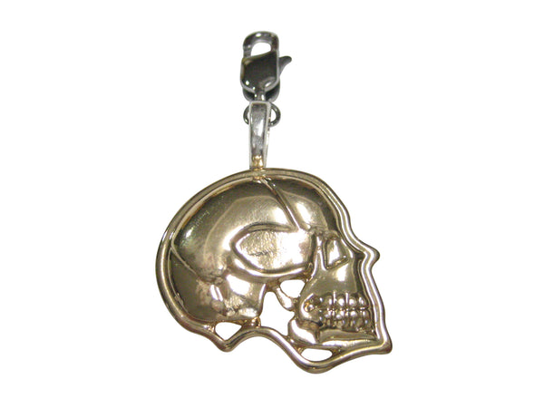 Gold Toned Large Anatomy Skull Pendant Zipper Pull Charm