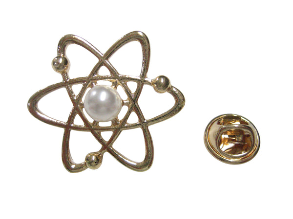 Gold Toned Large Scientific Atom Lapel Pin