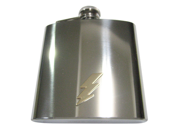 Gold Toned Lightning Bolt 6oz Flask