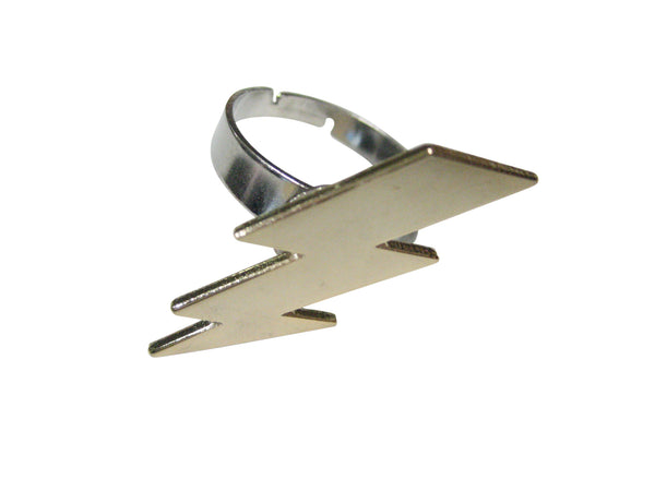 Gold Toned Lightning Bolt Adjustable Size Fashion Ring