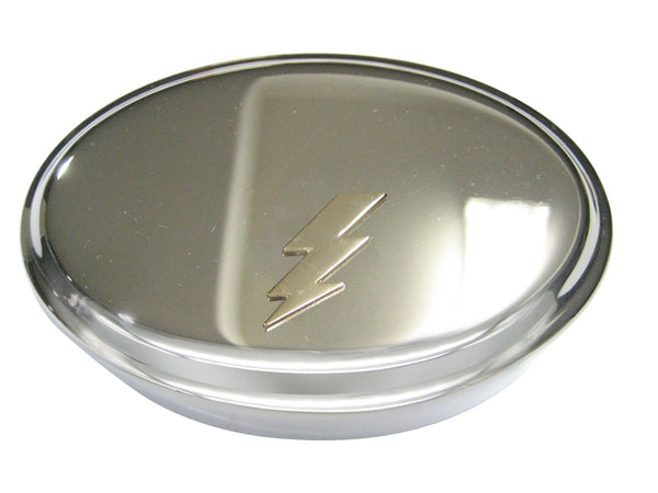 Gold Toned Lightning Bolt Oval Trinket Jewelry Box