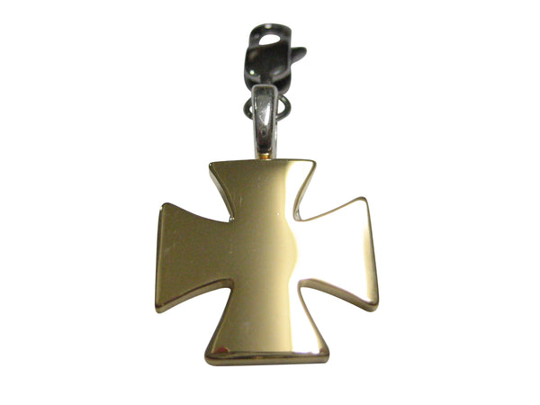 Gold Toned Maltese Cross Pendant Zipper Pull Charm
