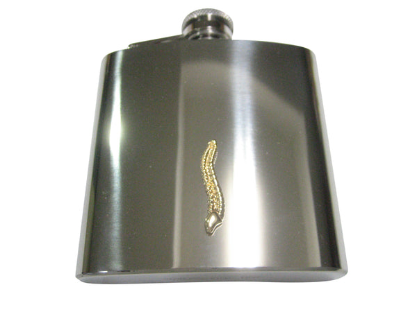 Gold Toned Medical Anatomical Cervical Vertebrae 6oz Flask