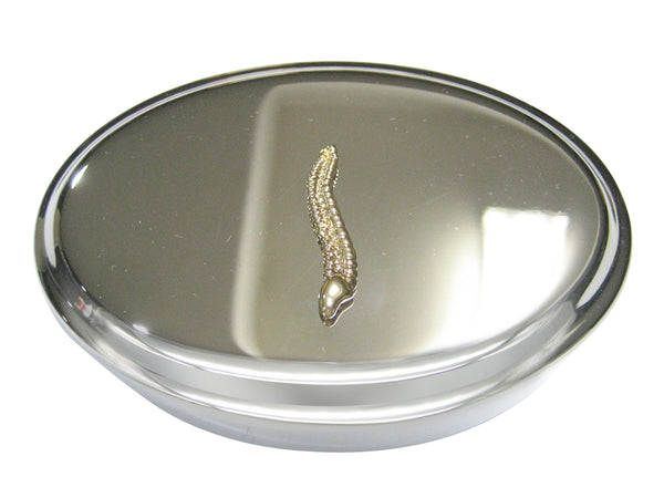 Gold Toned Medical Anatomical Cervical Vertebrae Oval Trinket Jewelry Box