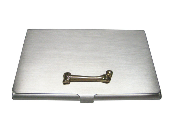 Gold Toned Medical Anatomy Femur Bone Business Card Holder